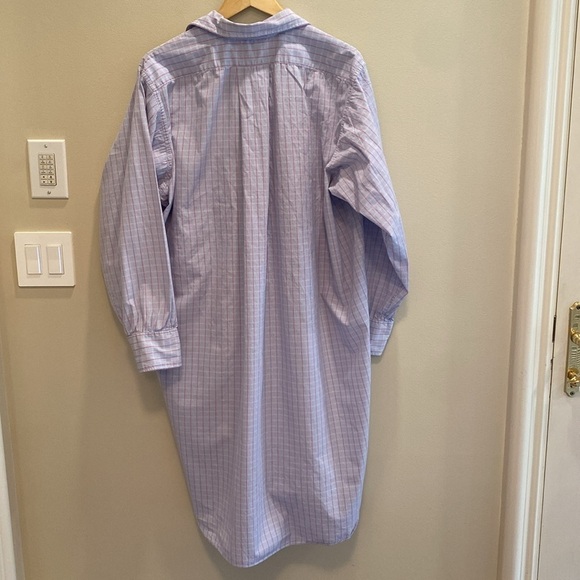 Turnbull & Asser Cotton Nightshirt Blue Pink Window Pane Plaid  L/S  XL FLAWED - Picture 6 of 8